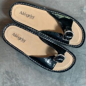 Alegria Black Patent Leather Sandals